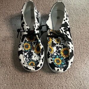 Cow Print & Sunflowers Shoes